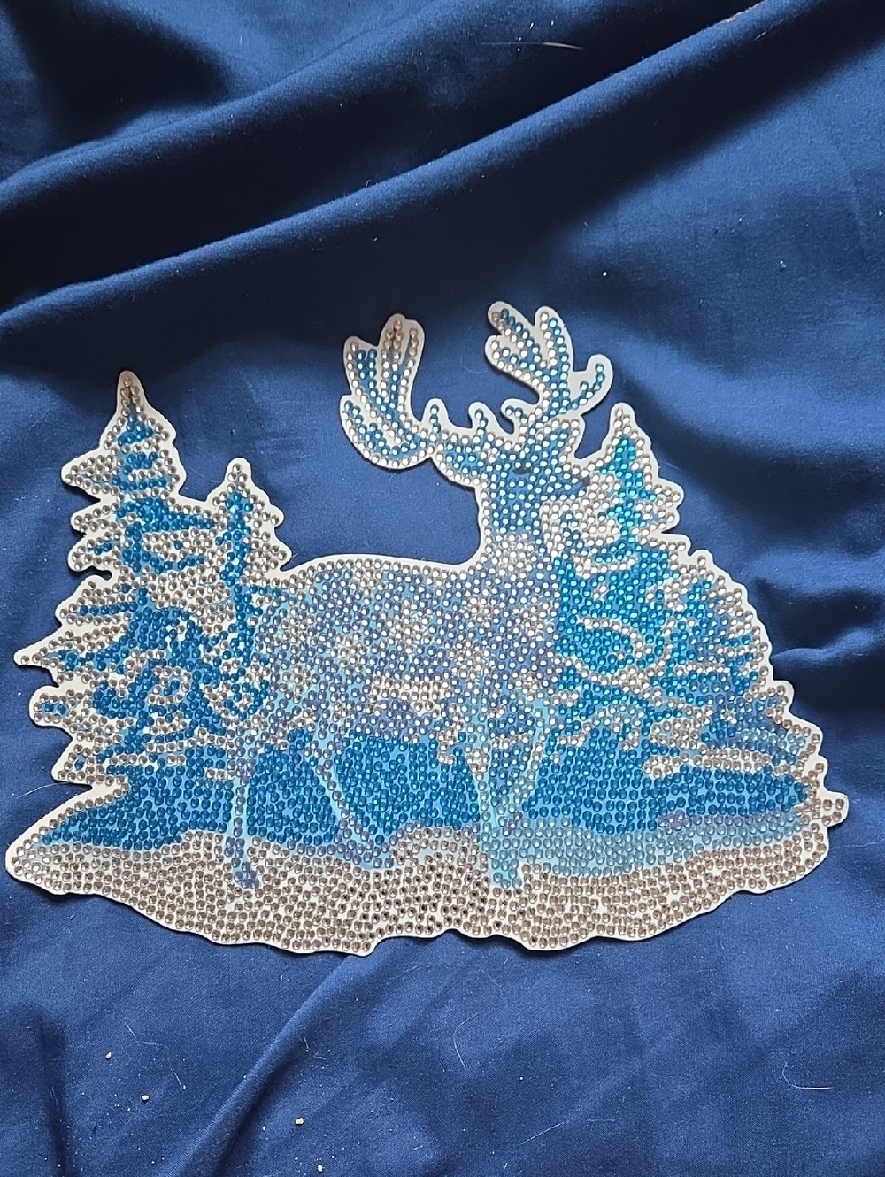 Handmade Blue and Silver Rhinestone Buck Appliqué Magnet